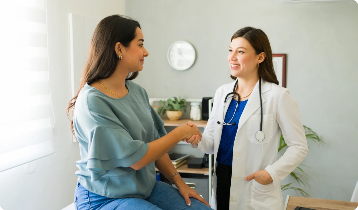 Medical consultation handshake